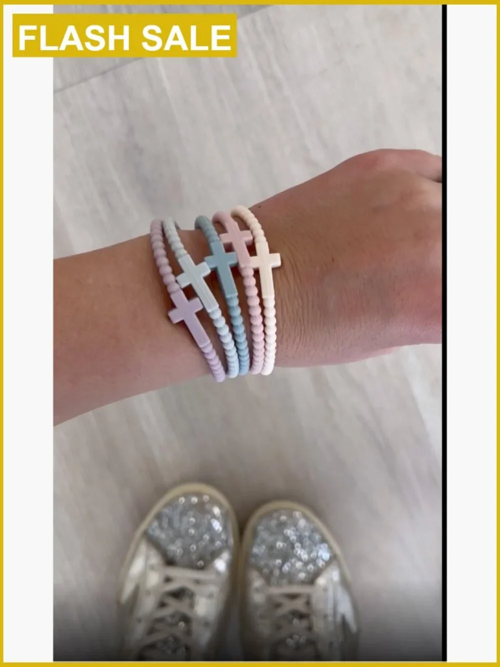 5 Pack Cross Silicone Bracelets for Kids - Bangle Style Christian Bracelet Set